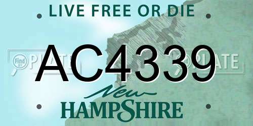 AC4339 New Hampshire License Plate