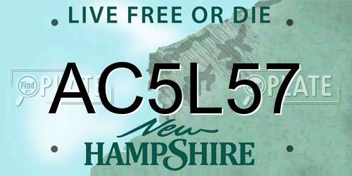 AC5L57 New Hampshire License Plate