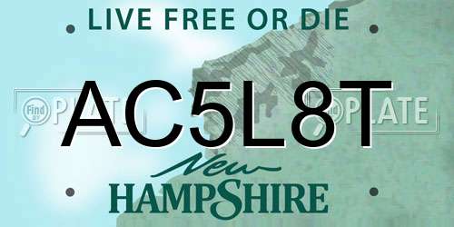AC5L8T New Hampshire License Plate