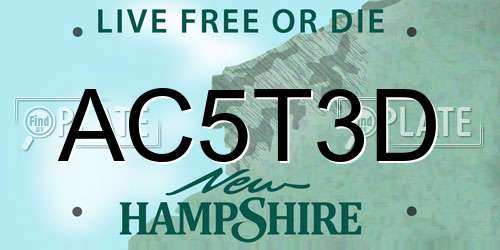 AC5T3D New Hampshire License Plate