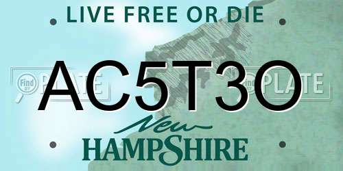 AC5T3O New Hampshire License Plate
