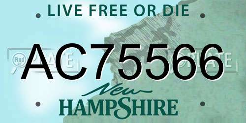 AC75566 New Hampshire License Plate