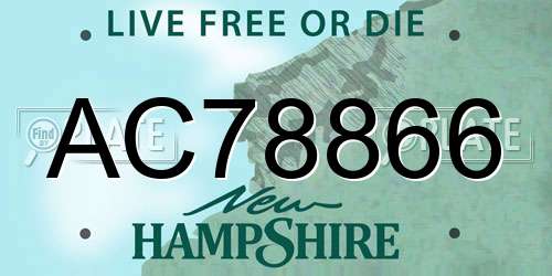 AC78866 New Hampshire License Plate