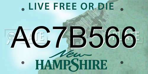AC7B566 New Hampshire License Plate