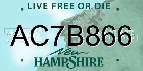AC7B866 New Hampshire License Plate