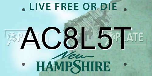 AC8L5T New Hampshire License Plate