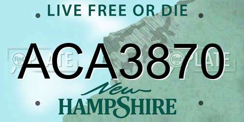 ACA3870 New Hampshire License Plate