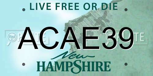 ACAE39 New Hampshire License Plate