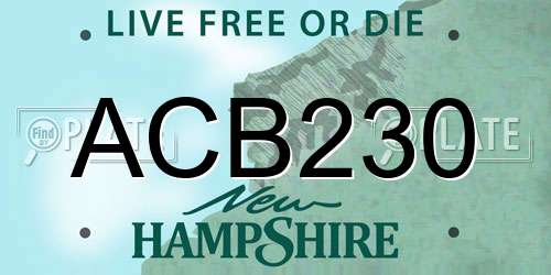 ACB230 New Hampshire License Plate