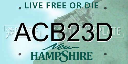 ACB23D New Hampshire License Plate