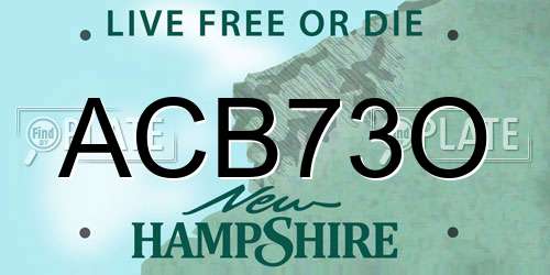 ACB73O New Hampshire License Plate