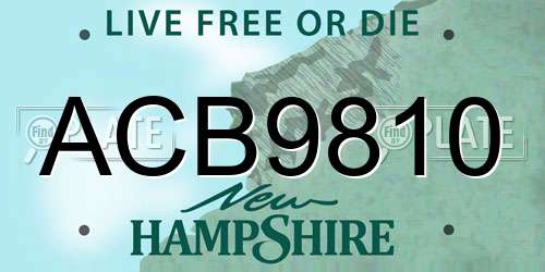 ACB9810 New Hampshire License Plate