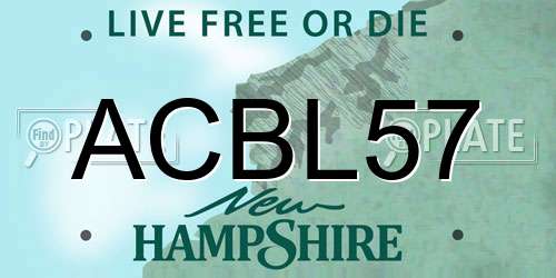 ACBL57 New Hampshire License Plate