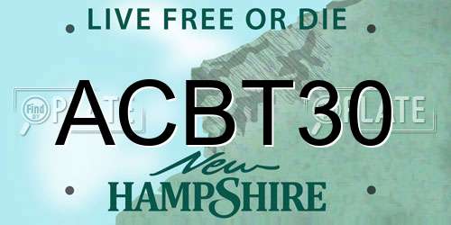 ACBT30 New Hampshire License Plate