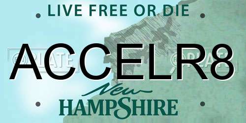 ACCELR8 New Hampshire License Plate