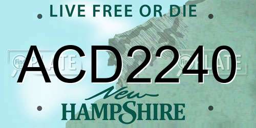 ACD2240 New Hampshire License Plate