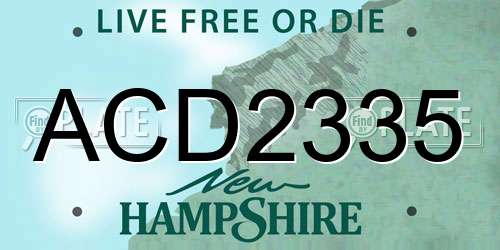 ACD2335 New Hampshire License Plate