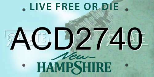 ACD2740 New Hampshire License Plate