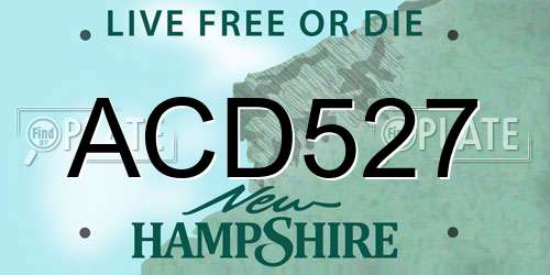 ACD527 New Hampshire License Plate