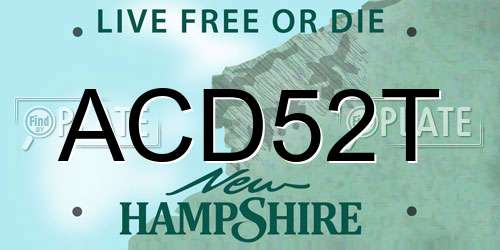 ACD52T New Hampshire License Plate
