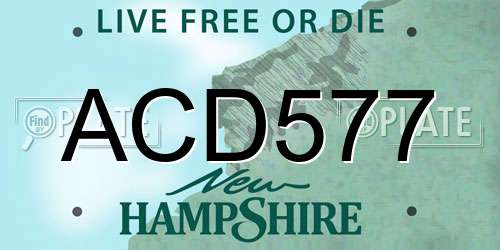 ACD577 New Hampshire License Plate