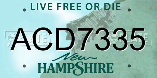 ACD7335 New Hampshire License Plate