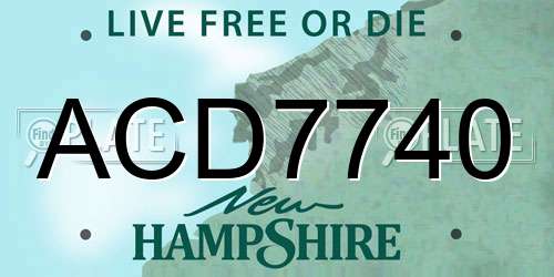 ACD7740 New Hampshire License Plate