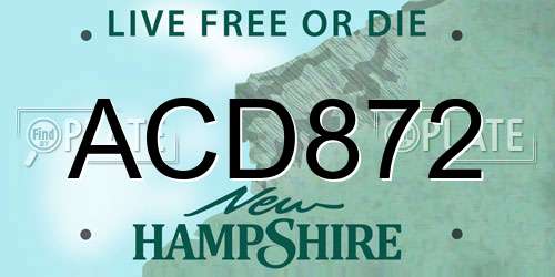 ACD872 New Hampshire License Plate