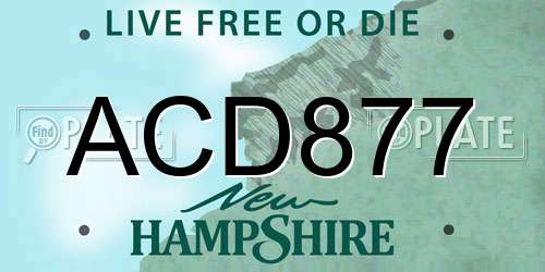 ACD877 New Hampshire License Plate