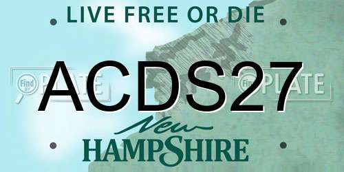 ACDS27 New Hampshire License Plate