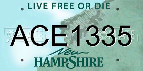 ACE1335 New Hampshire License Plate