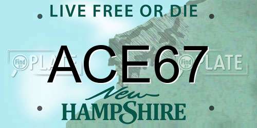 ACE67 New Hampshire License Plate