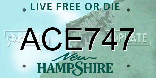 ACE747 New Hampshire License Plate