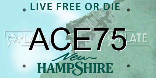 ACE75 New Hampshire License Plate
