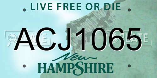 ACJ1065 New Hampshire License Plate