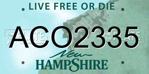 ACO2335 New Hampshire License Plate
