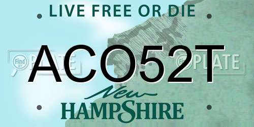 ACO52T New Hampshire License Plate