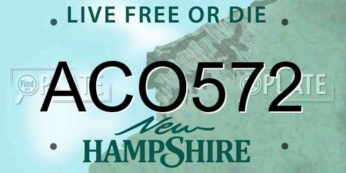 ACO572 New Hampshire License Plate