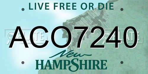 ACO7240 New Hampshire License Plate