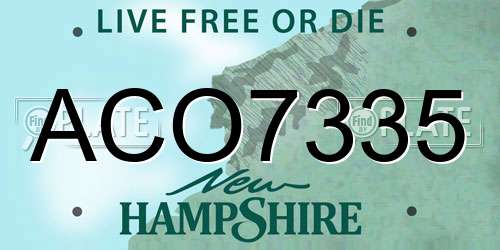 ACO7335 New Hampshire License Plate