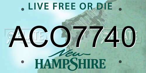 ACO7740 New Hampshire License Plate