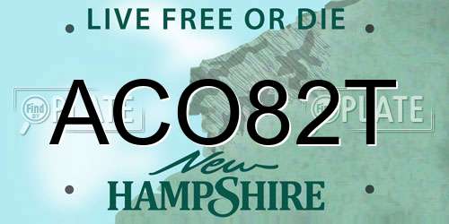 ACO82T New Hampshire License Plate