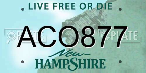 ACO877 New Hampshire License Plate