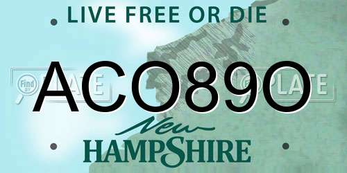 ACO89O New Hampshire License Plate