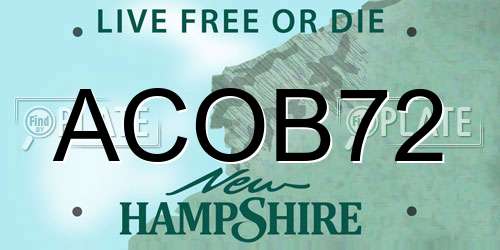 ACOB72 New Hampshire License Plate