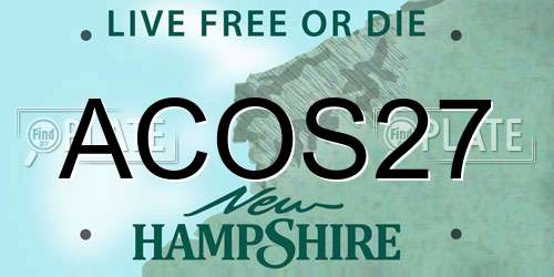 ACOS27 New Hampshire License Plate
