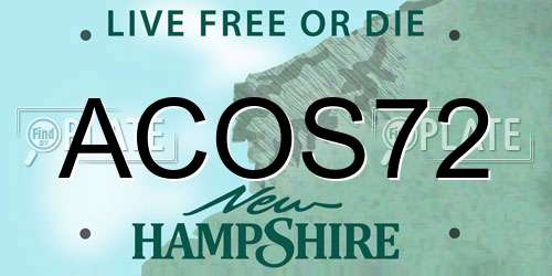 ACOS72 New Hampshire License Plate