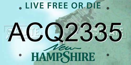 ACQ2335 New Hampshire License Plate