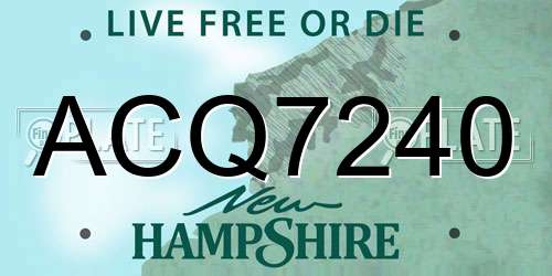 ACQ7240 New Hampshire License Plate