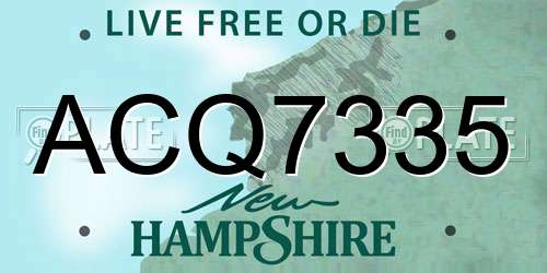 ACQ7335 New Hampshire License Plate
